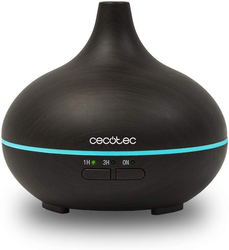 Humidificador ultrasonico pure aroma 150 yin en negro con luz led azul cielo
